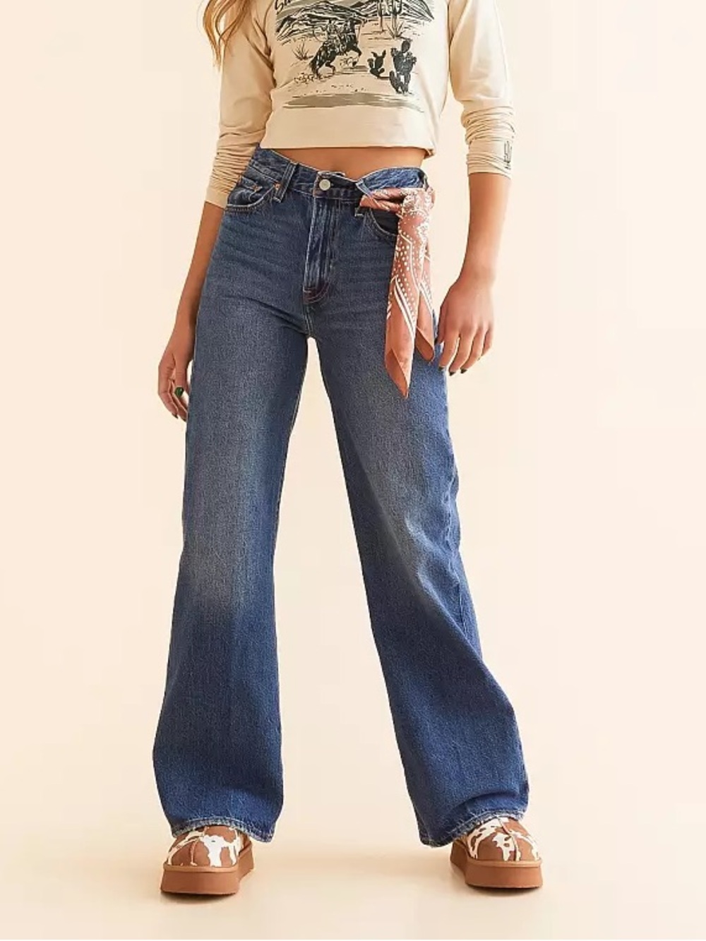 Levi’s Premium Ribcage Wide Leg Jean in Polar Perimeter